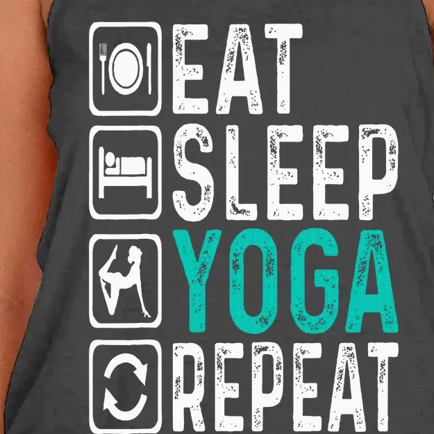 Eat Sleep Yoga Repeat Funny Yoga Lovers Costume Yoga Women's Knotted Racerback Tank