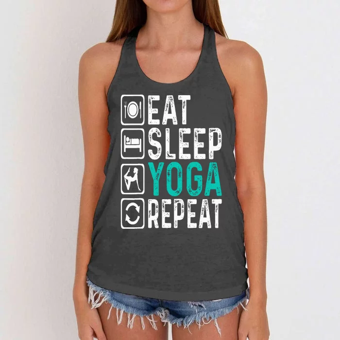 Eat Sleep Yoga Repeat Funny Yoga Lovers Costume Yoga Women's Knotted Racerback Tank