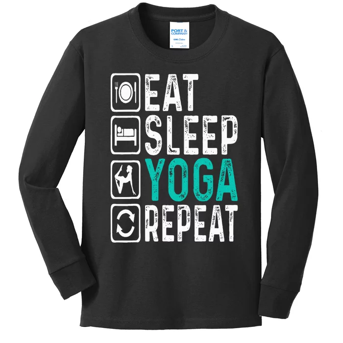 Eat Sleep Yoga Repeat Funny Yoga Lovers Costume Yoga Kids Long Sleeve Shirt