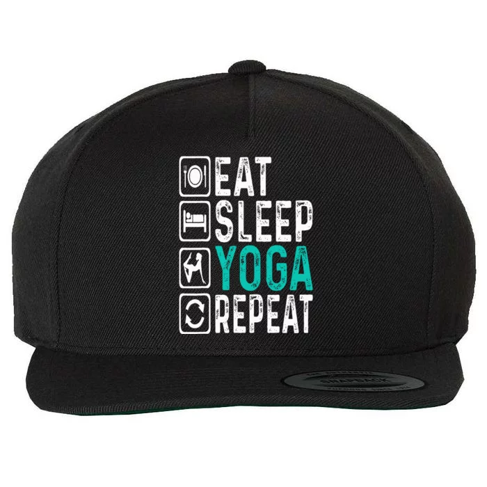 Eat Sleep Yoga Repeat Funny Yoga Lovers Costume Yoga Wool Snapback Cap