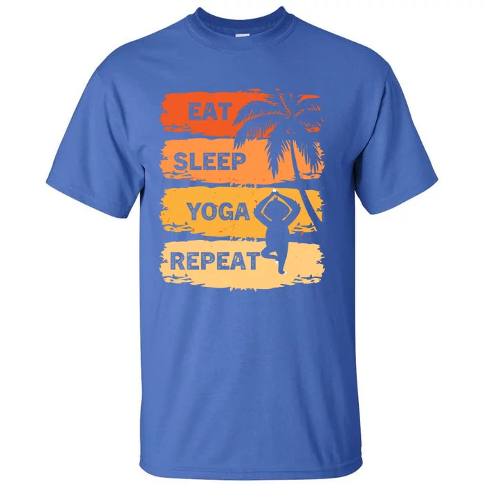 Eat Sleep Yoga Repeat Vintage Retro Yoga Sloth Summer Cute Gift Tall T-Shirt