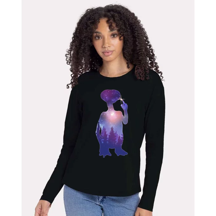 ET Alien Galaxy Forest Womens Cotton Relaxed Long Sleeve T-Shirt