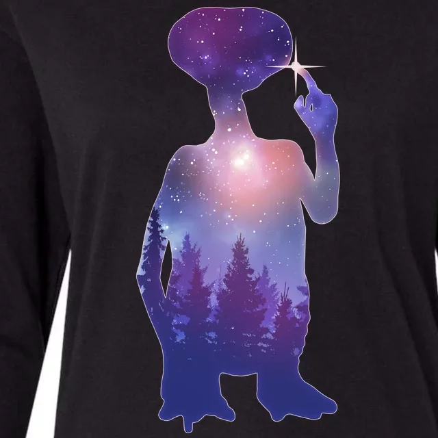 ET Alien Galaxy Forest Womens Cotton Relaxed Long Sleeve T-Shirt