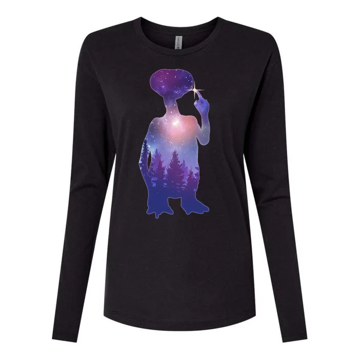 ET Alien Galaxy Forest Womens Cotton Relaxed Long Sleeve T-Shirt