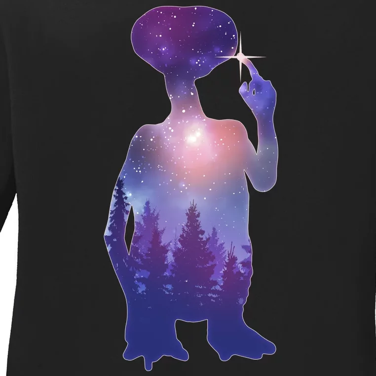 ET Alien Galaxy Forest Ladies Long Sleeve Shirt