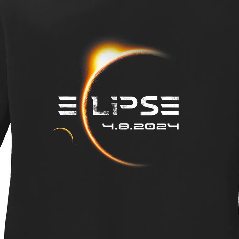 Eclipse Totality 4.08.2024 Total Solar Eclipse 2024 Ladies Long Sleeve Shirt