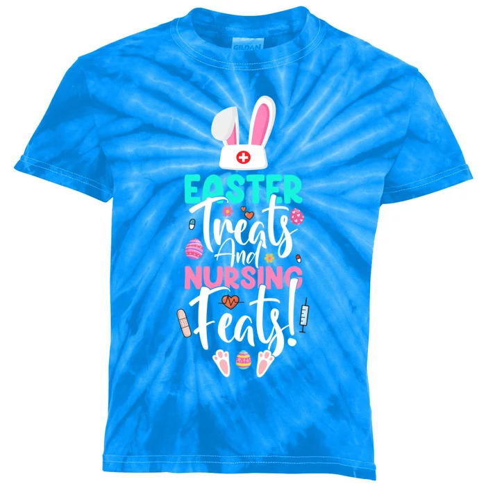 Easter Treats And Nursing Feats Funny Icu Nurse Great Gift Kids Tie-Dye T-Shirt