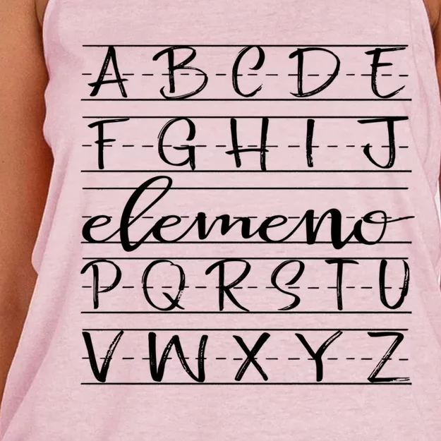 Eleo Teacher Apreciation Alphabet Funny Gift For Teachers Cool Gift Women's Knotted Racerback Tank