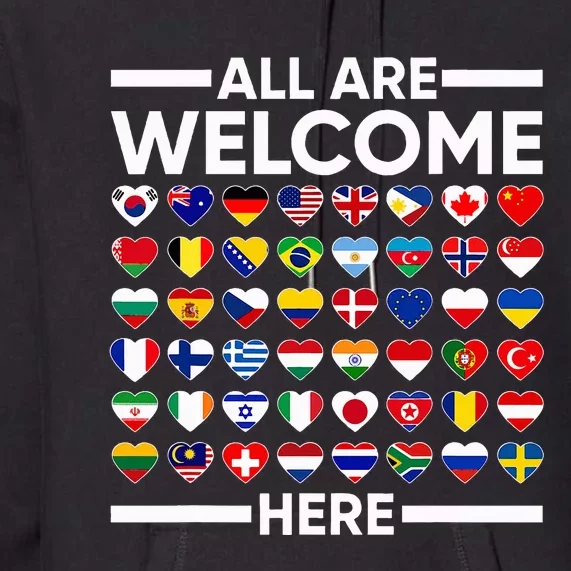 Esl Teacher All Are Welcome Here For Worlds Virtual Teachers Premium Hoodie