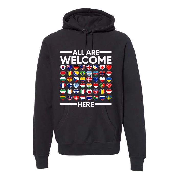 Esl Teacher All Are Welcome Here For Worlds Virtual Teachers Premium Hoodie