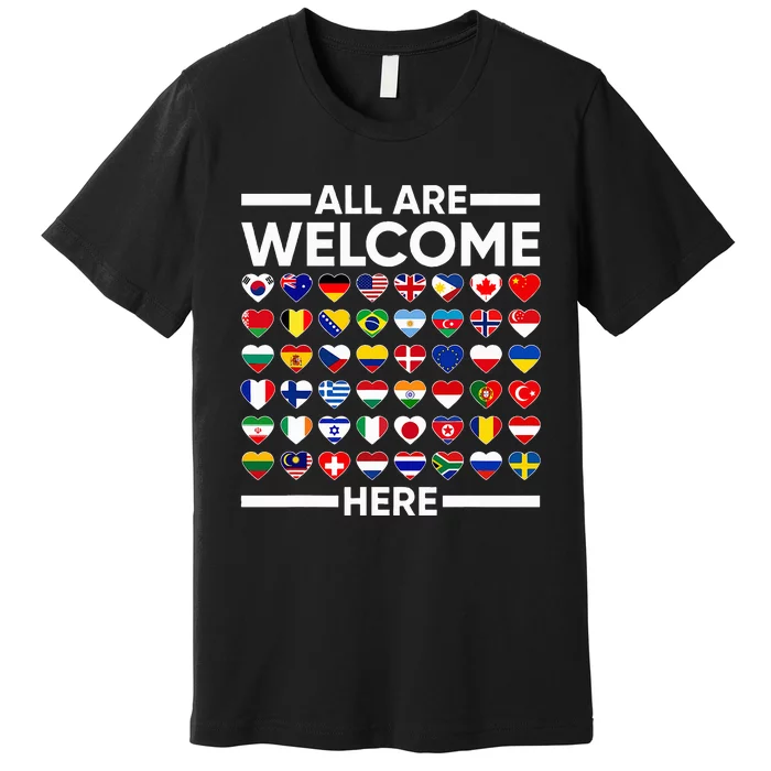 Esl Teacher All Are Welcome Here For Worlds Virtual Teachers Premium T-Shirt