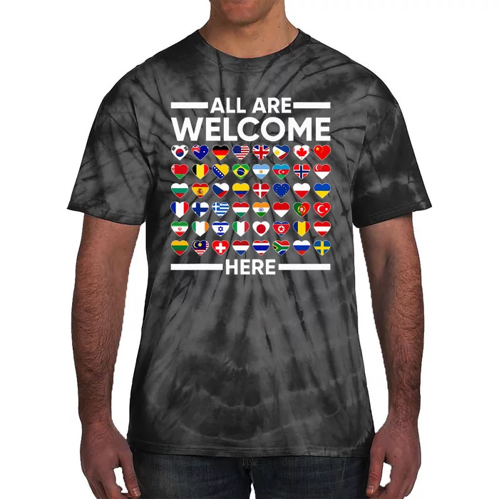 Esl Teacher All Are Welcome Here For Worlds Virtual Teachers Tie-Dye T-Shirt