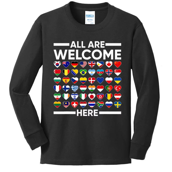 Esl Teacher All Are Welcome Here For Worlds Virtual Teachers Kids Long Sleeve Shirt