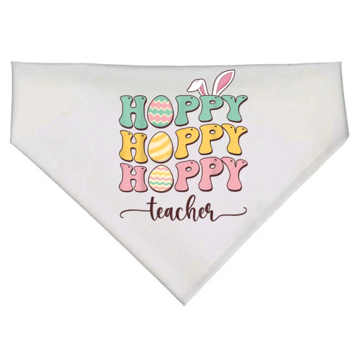 Easter Teacher Bunny Happy Easter Egg Retro USA-Made Doggie Bandana