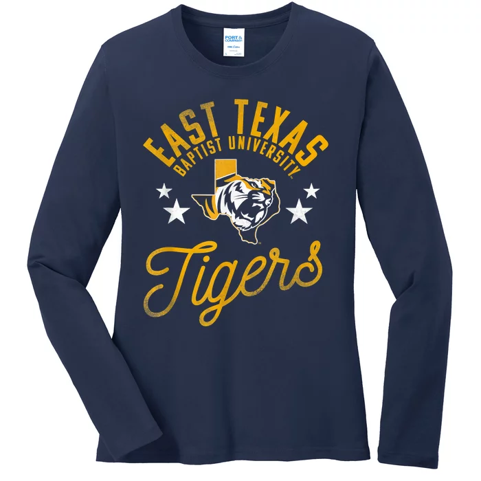 East Texas Baptist University Tigers Logo Ladies Long Sleeve Shirt