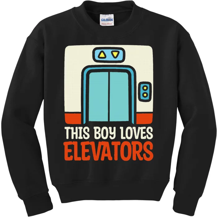 Elevator This Boy Loves Elevators Kids Sweatshirt