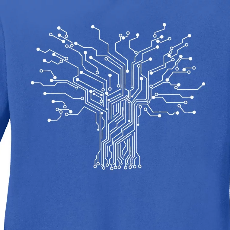 Electronics Technician Binary Tree Electrical Engineer Ladies Long Sleeve Shirt