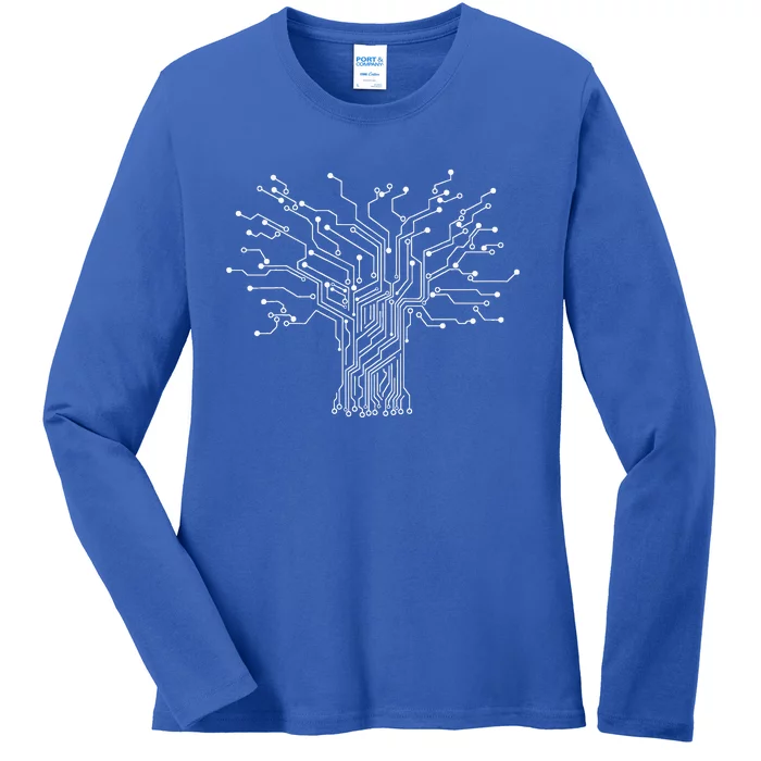 Electronics Technician Binary Tree Electrical Engineer Ladies Long Sleeve Shirt