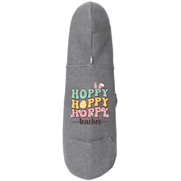 Easter Teacher Bunny Happy Easter Egg Retro Teacher Women Doggie 3-End Fleece Hoodie