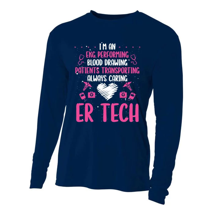 ER Tech Badge Buddy Emergency Room Technician Essentials Cooling Performance Long Sleeve Crew