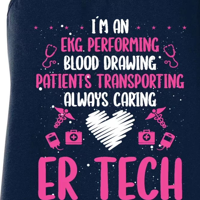 ER Tech Badge Buddy Emergency Room Technician Essentials Women's Racerback Tank