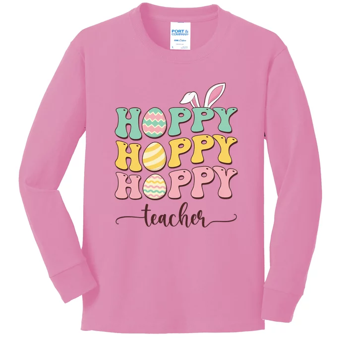 Easter Teacher Bunny Happy Easter Egg Kids Long Sleeve Shirt