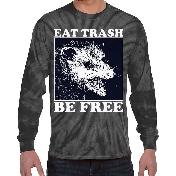 Eat Trash Be Free Raccoon Tie-Dye Long Sleeve Shirt