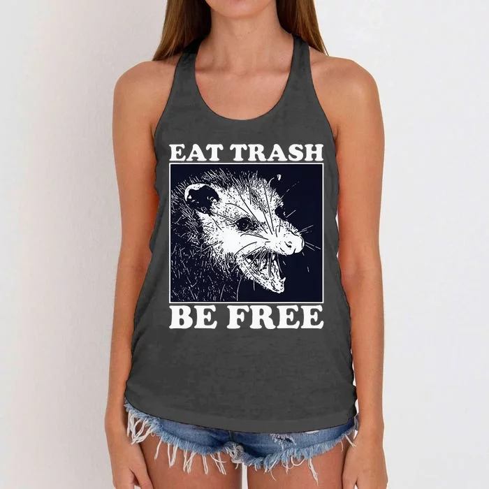 Eat Trash Be Free Raccoon Women's Knotted Racerback Tank