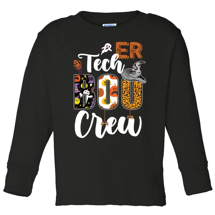 ER Tech Boo Crew Leopard Nurse Spooky Funny Halloween Gifts Toddler Long Sleeve Shirt