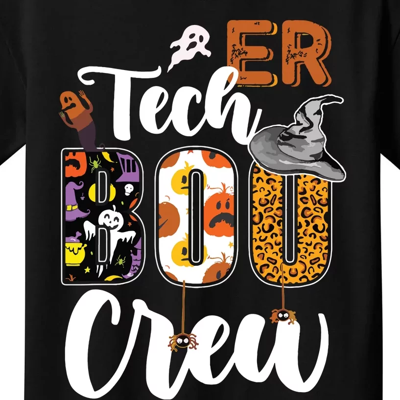 ER Tech Boo Crew Leopard Nurse Spooky Funny Halloween Gifts Kids T-Shirt