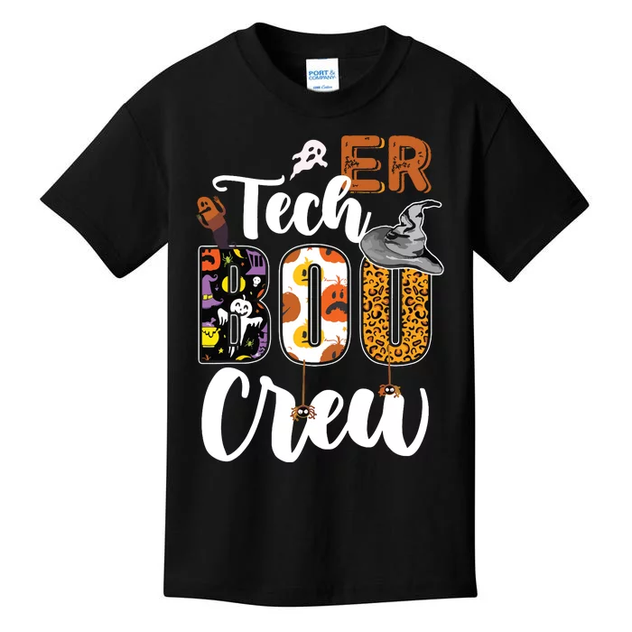 ER Tech Boo Crew Leopard Nurse Spooky Funny Halloween Gifts Kids T-Shirt