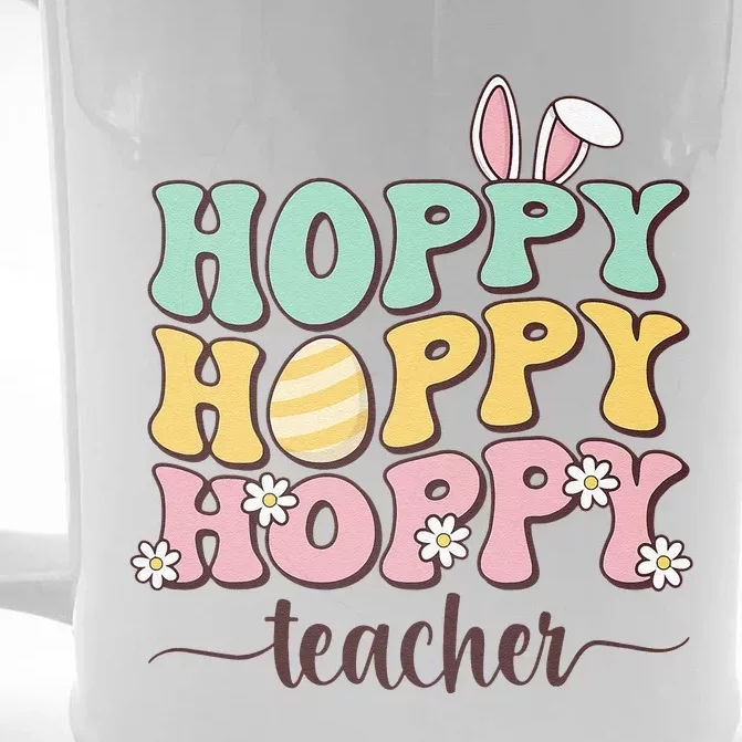 Easter Teacher Bunny Happy Easter Egg Retro Teacher Women Front & Back Beer Stein