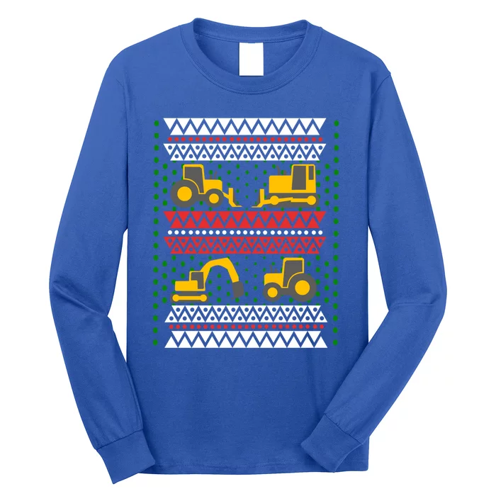 Excavator Tractor Bulldozer Christmas Ugly Sweater Gift Long Sleeve Shirt