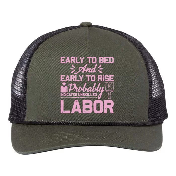 Early To Bed And Early To Rise Probably Indicates Unskilled Labor Retro Rope Trucker Hat Cap