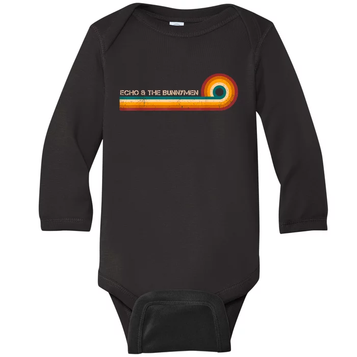 Echo & The Bunnymen Retro Stripes Musician Vintage Baby Long Sleeve Bodysuit