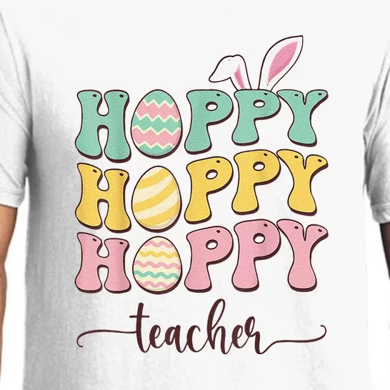 Easter Teacher Bunny Happy Easter Egg Retro Pajama Set