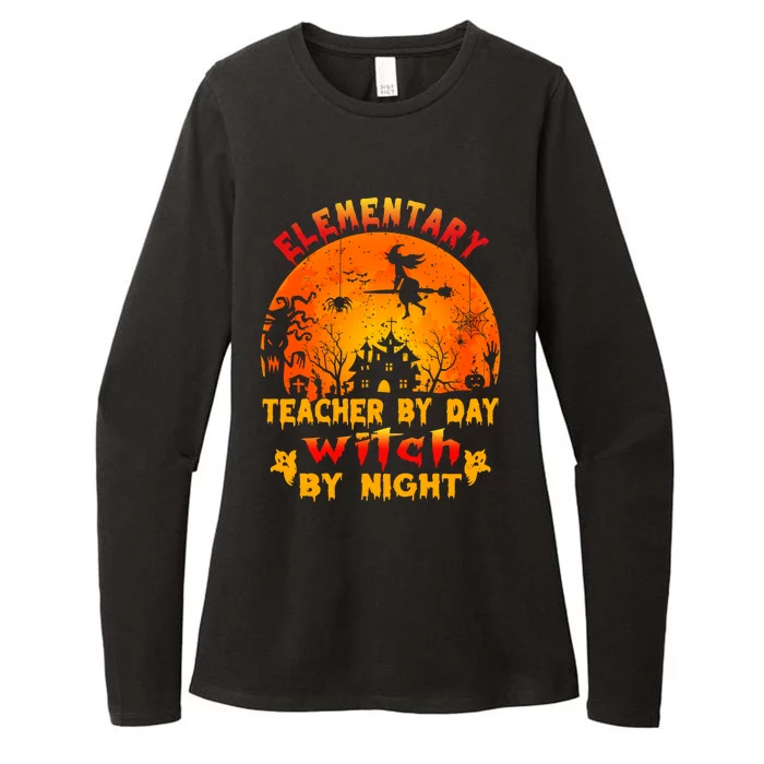 Eletary Teacher By Day Witch By Night Costume Halloween Funny Gift Womens CVC Long Sleeve Shirt