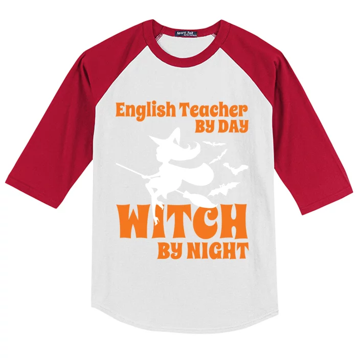 English Teacher By Day Witch By Night Teacher Halloween Gift Kids Colorblock Raglan Jersey