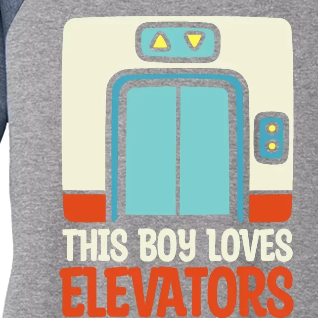 Elevator This Boy Loves Elevators Women's Tri-Blend 3/4-Sleeve Raglan Shirt