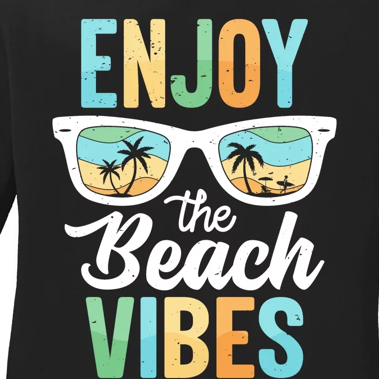 Enjoy The Beach Vibes Graphic Ladies Long Sleeve Shirt