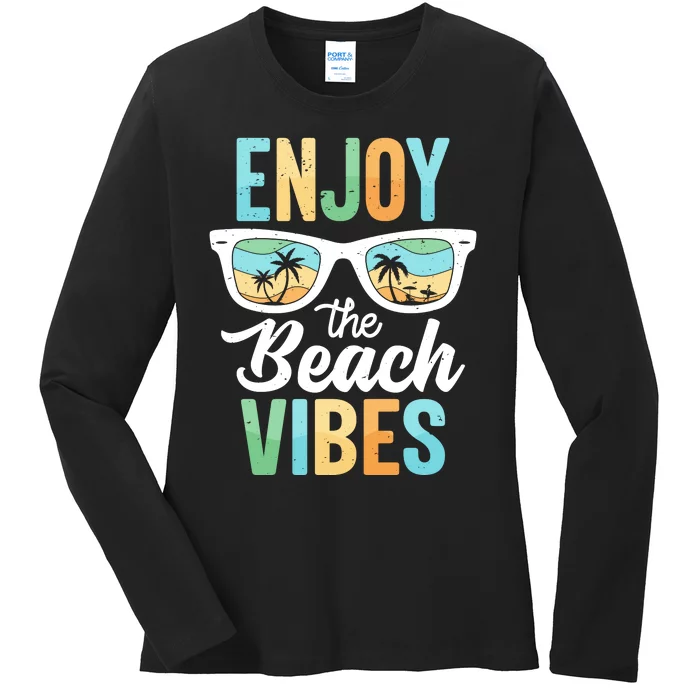 Enjoy The Beach Vibes Graphic Ladies Long Sleeve Shirt