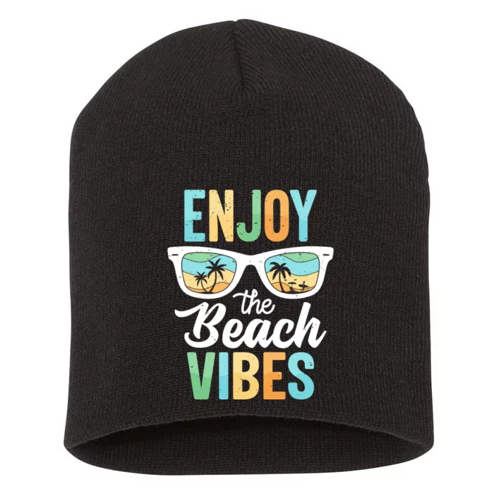 Enjoy The Beach Vibes Graphic Short Acrylic Beanie