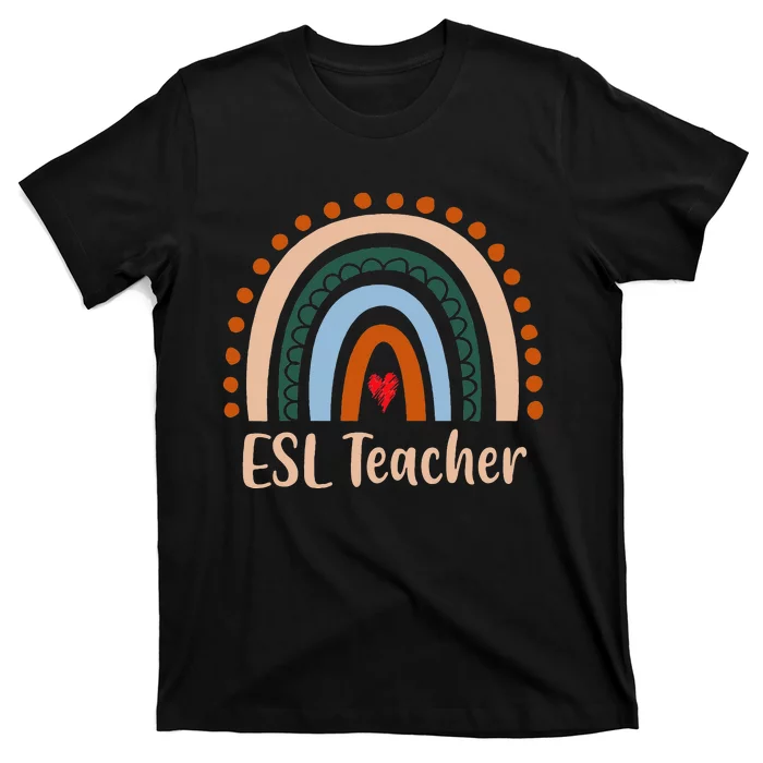 ESL Teacher Boho Rainbow Back To School Appreciation T-Shirt