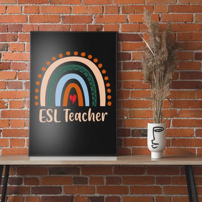 ESL Teacher Boho Rainbow Back To School Appreciation Poster