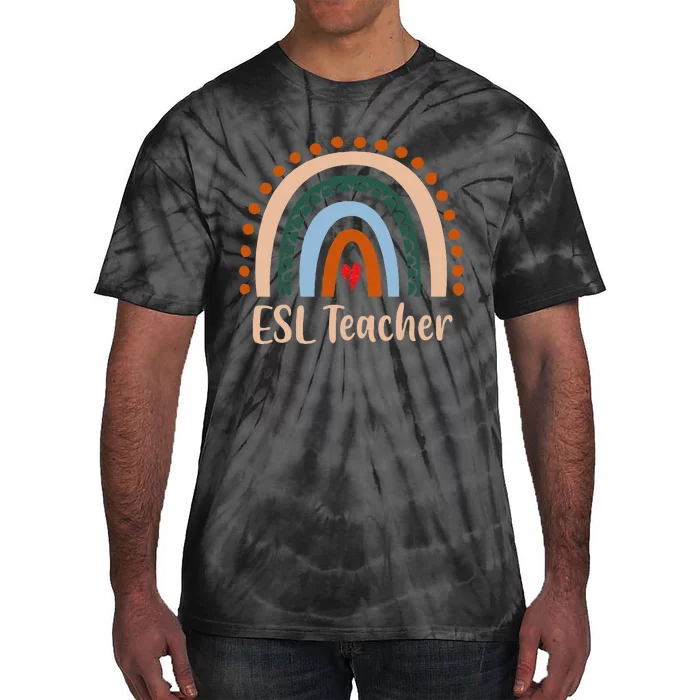 ESL Teacher Boho Rainbow Back To School Appreciation Tie-Dye T-Shirt