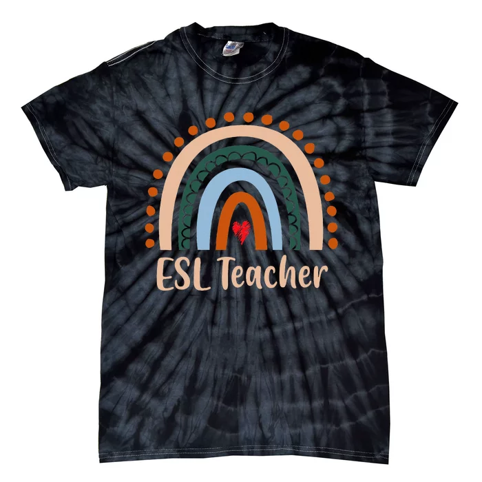 ESL Teacher Boho Rainbow Back To School Appreciation Tie-Dye T-Shirt