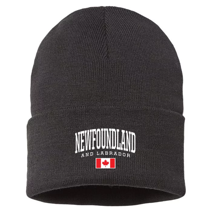 Eh Team Canadian Flag Newfoundland Labrador Canada Sustainable Knit Beanie