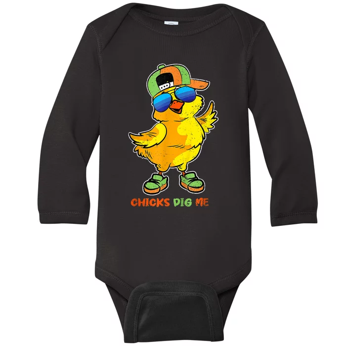 Easter Toddlers Chicks Dig Me Funny Egg Hunting Baby Long Sleeve Bodysuit