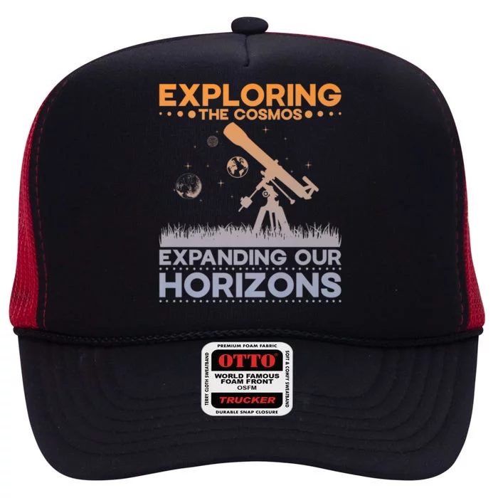 Explore The Cosmos Outer Space Exploration Astronomy Science Premium High Crown Mesh Trucker Hat