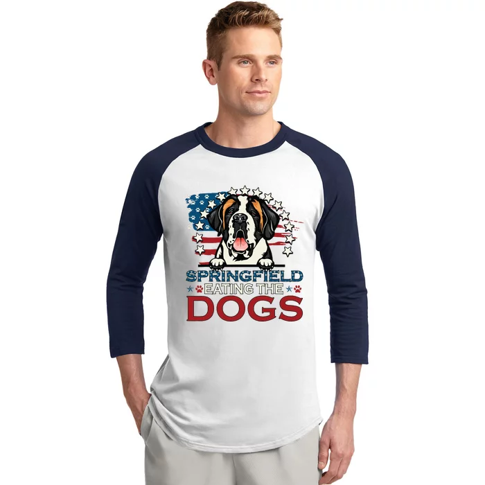 Eating The Dog Saint Bernard In Springfield Election Baseball Sleeve Shirt